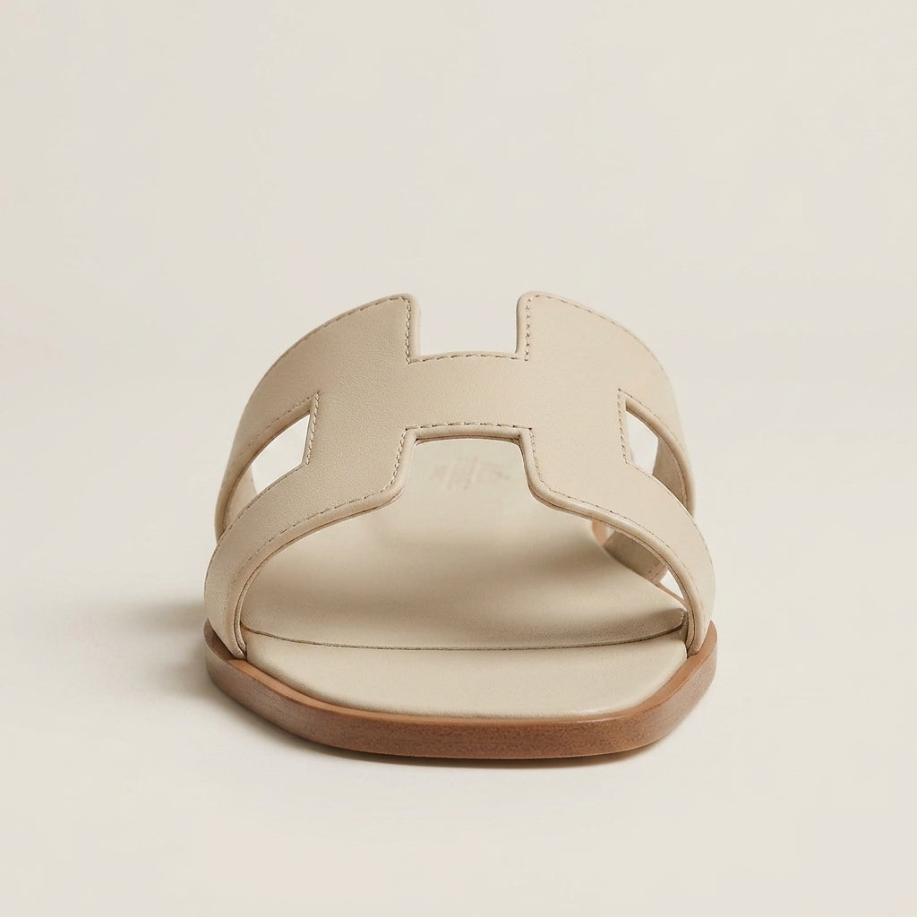 Iconic Cut-Out Leather Slide Sandals