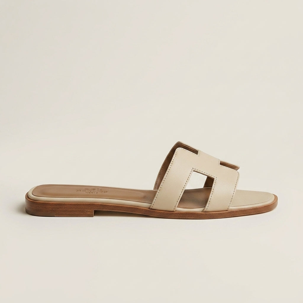 Iconic Cut-Out Leather Slide Sandals